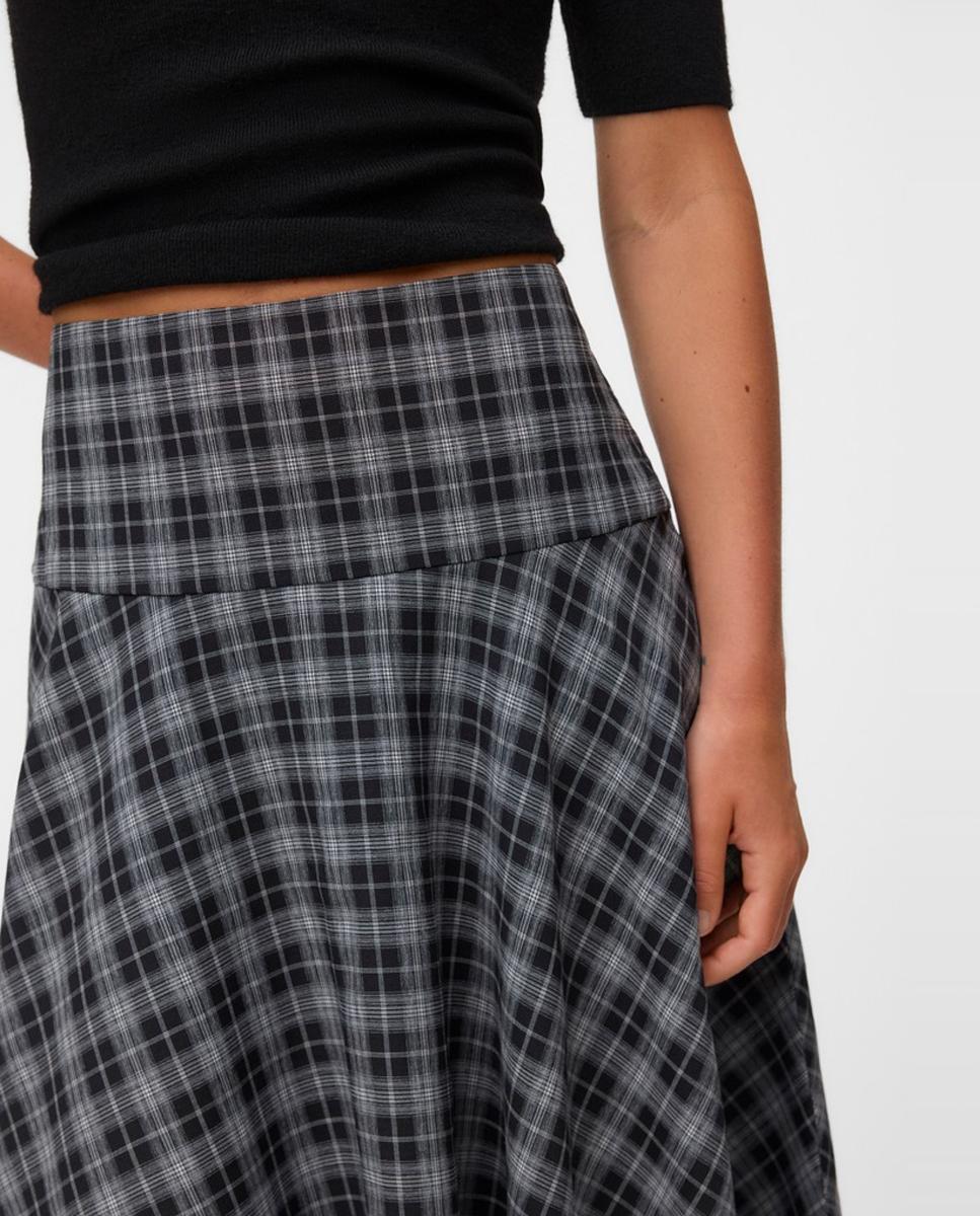 Falda cuadros detalle fajin - Vero Moda - Negro Negro-4