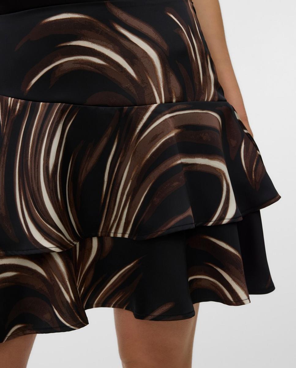 Falda corta con volantes - Vero Moda - Marrón oscuro Marrón oscuro-4