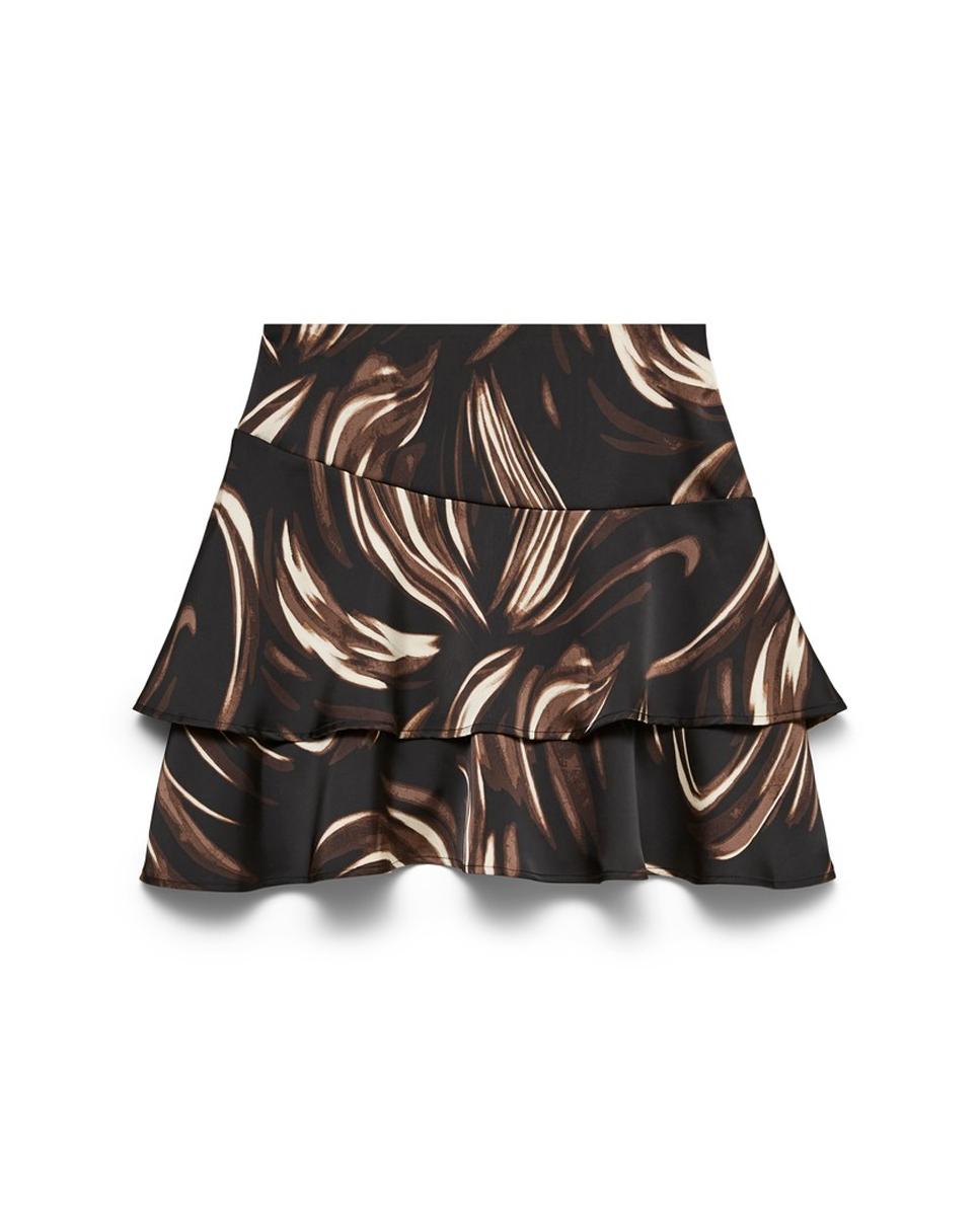 Falda corta con volantes - Vero Moda - Marrón oscuro Marrón oscuro-5