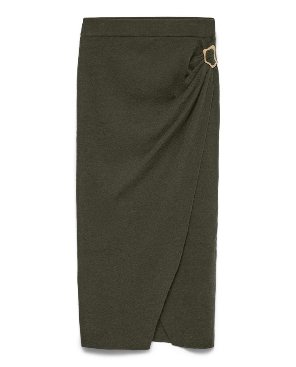 Imagen 1 de Falda midi de punto cruzada Verde militar