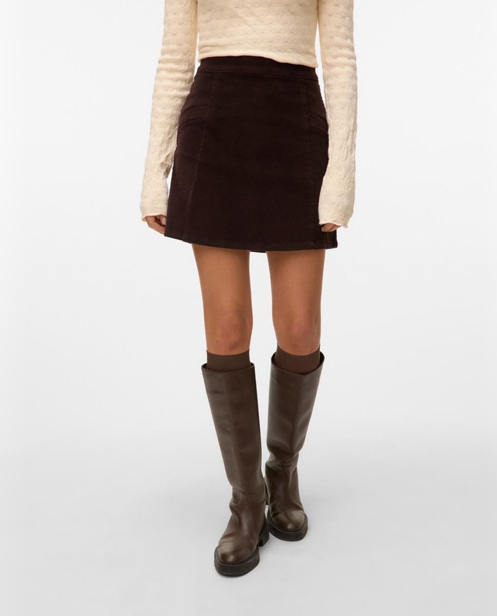 Falda corta pana - Vero Moda - Marrón Marrón-5
