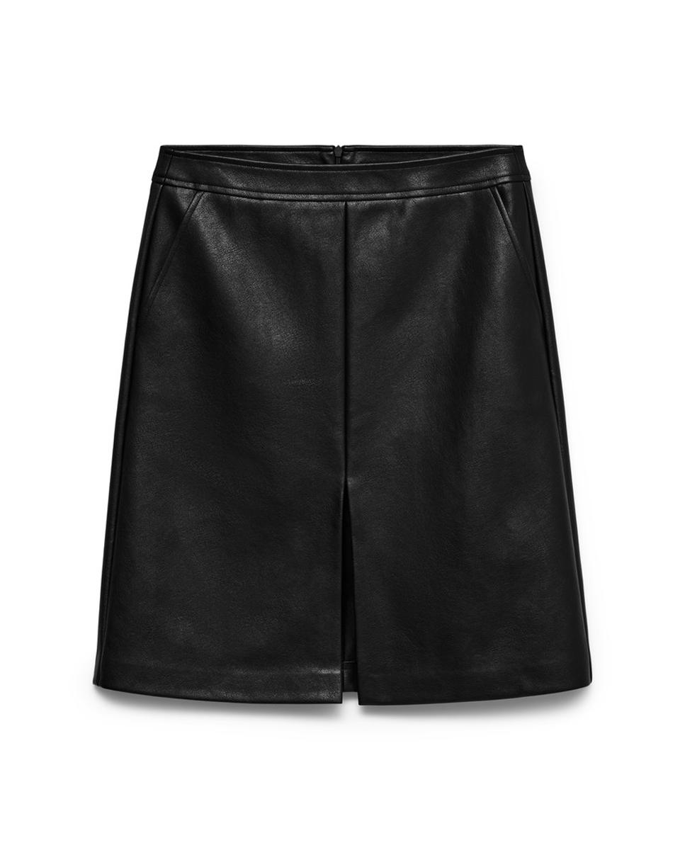 Falda midi polipiel con abertura frontal - Vero Moda - Negro Negro-2