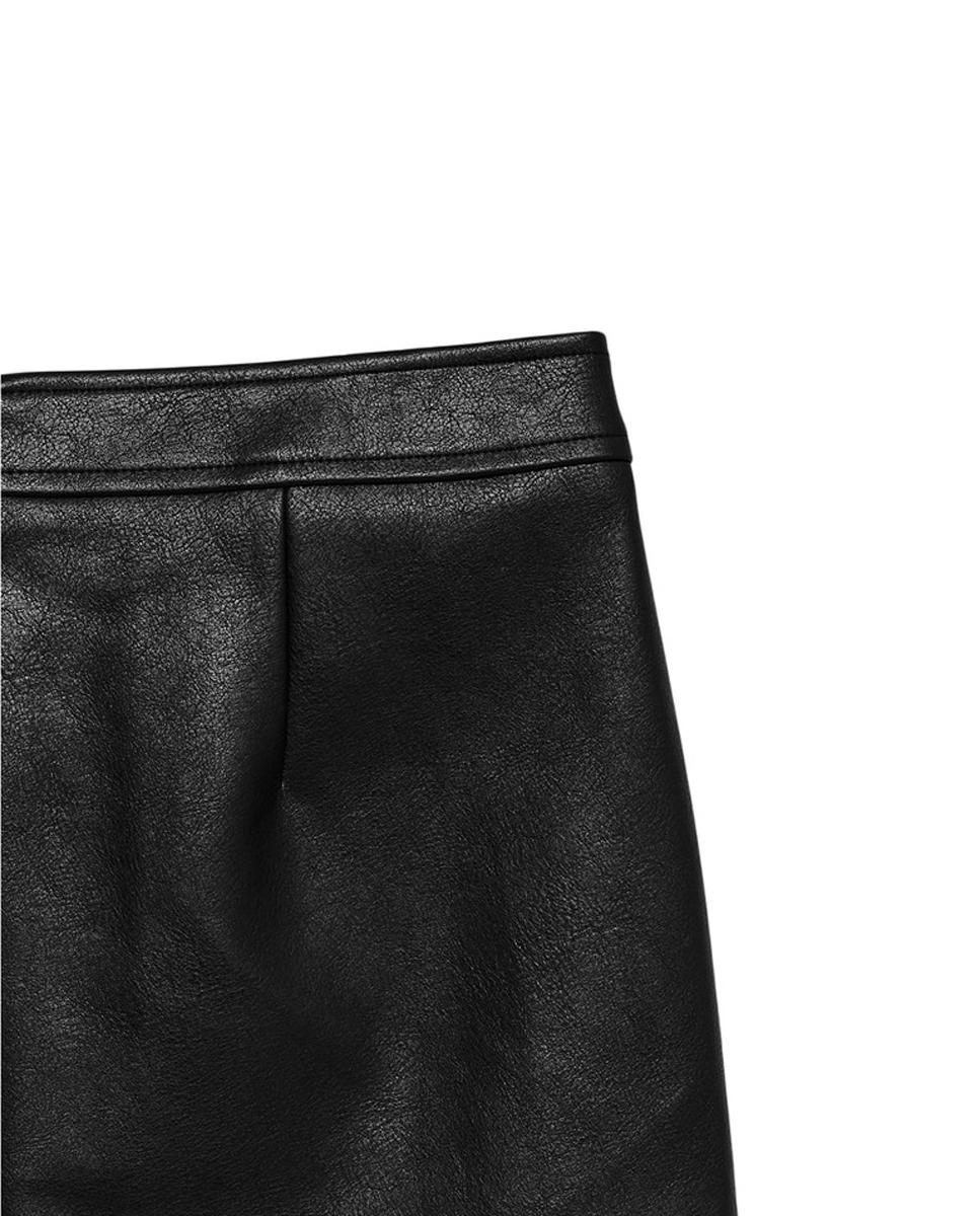 Falda midi polipiel con abertura frontal - Vero Moda - Negro Negro-3