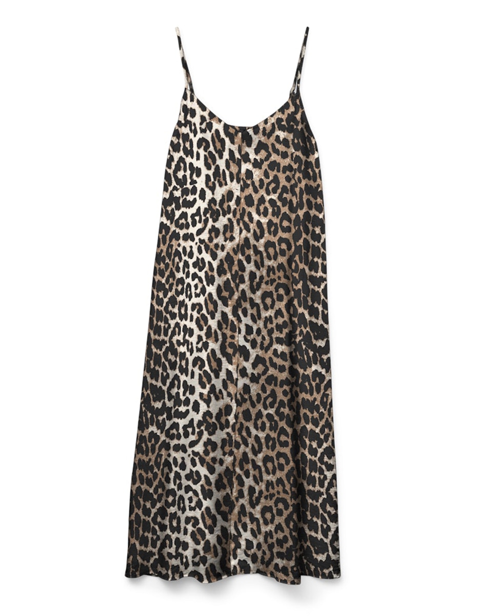 Vestido midi de alças Castanho-5