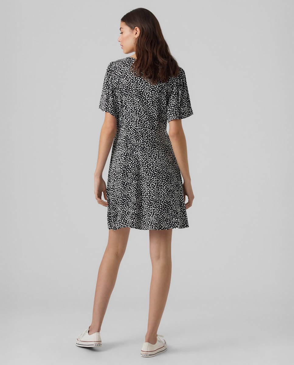 Vestido curto com botões Natural-2