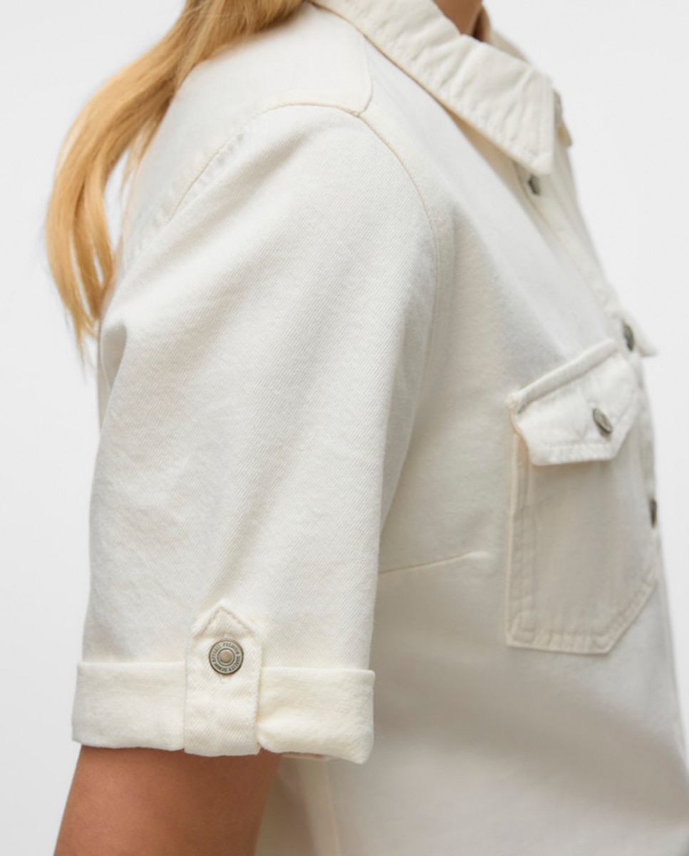 Vestido denim manga corta - Vero Moda - Rosa claro Blanco-3