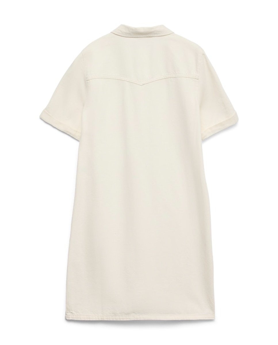 Vestido denim manga corta - Vero Moda - Rosa claro Blanco-7