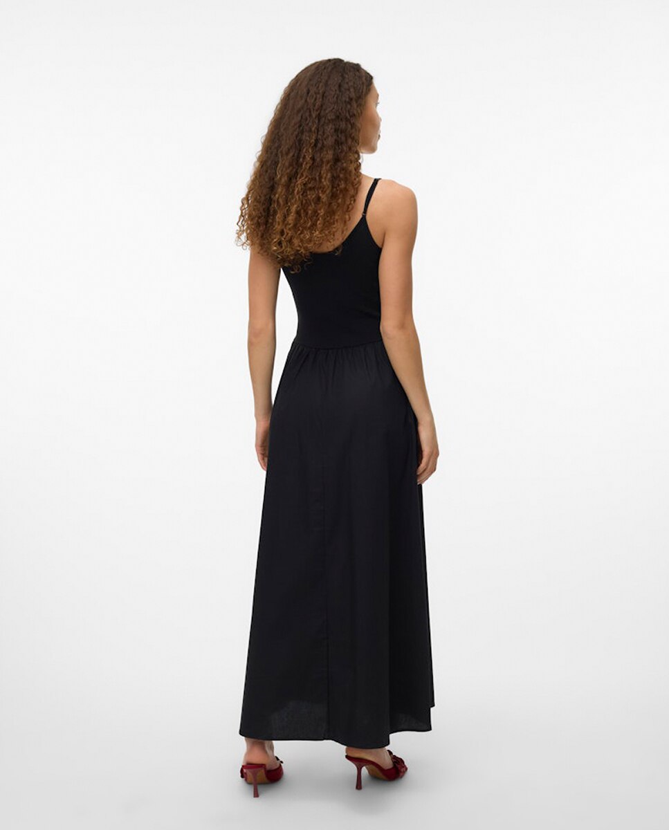 Vestido comprido de alças Preto-2