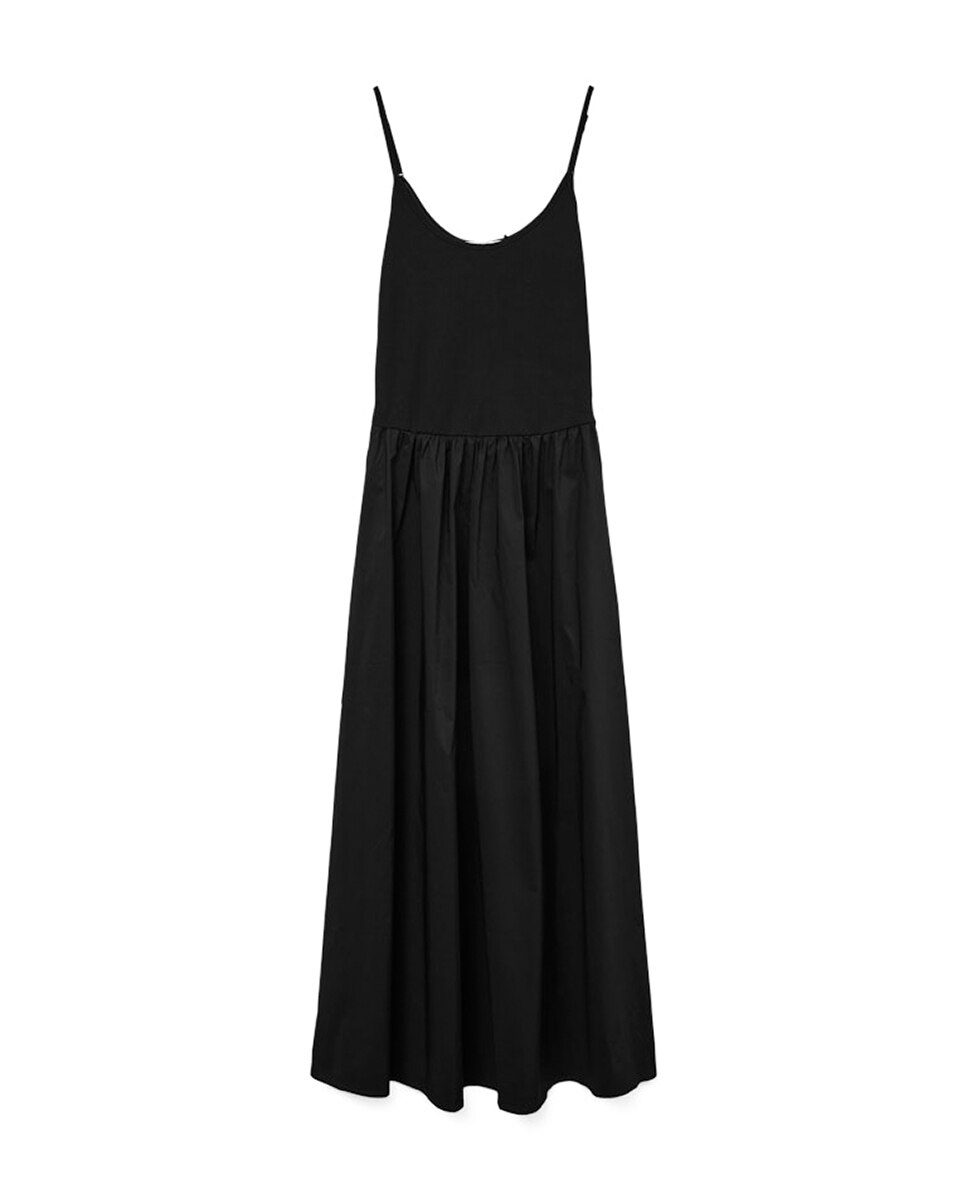 Vestido comprido de alças Preto-5