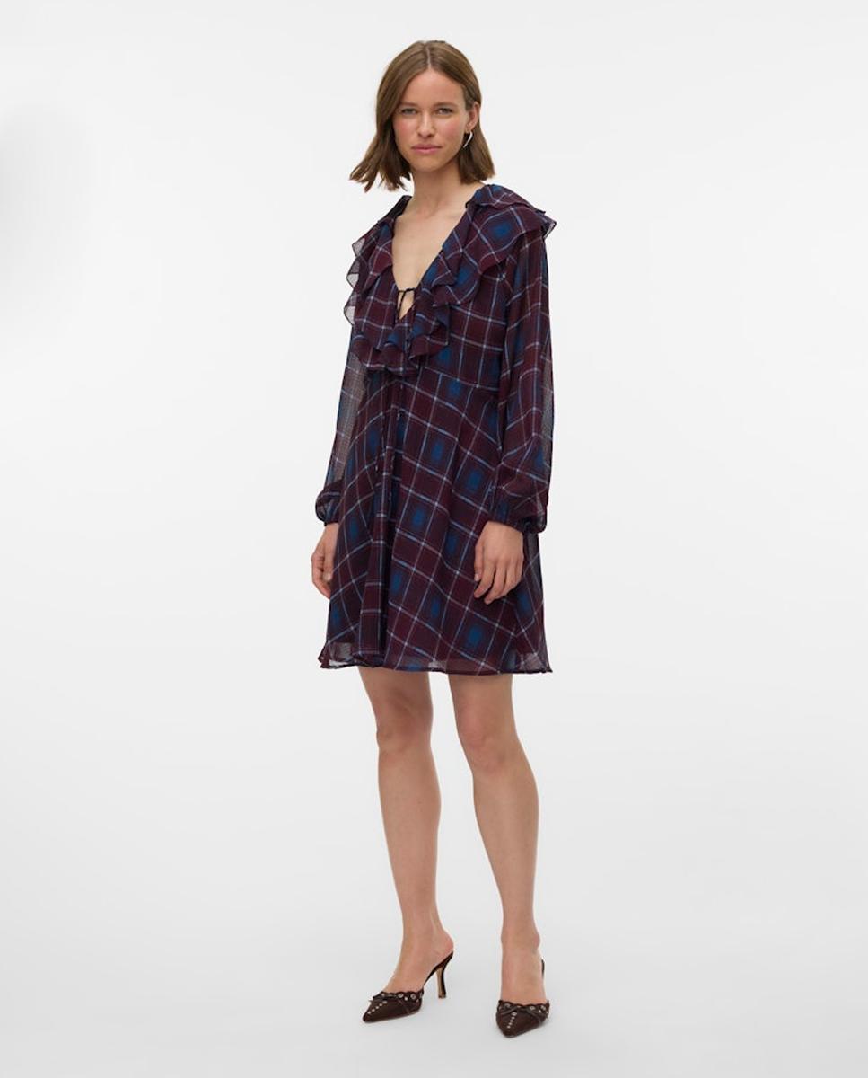 Imagem 0 de Vestido aos Quadrados com Folhos
