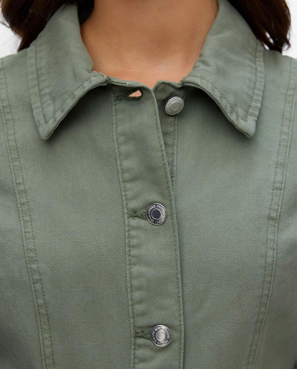 Vestido Curto de Ganga Verde-claro-3