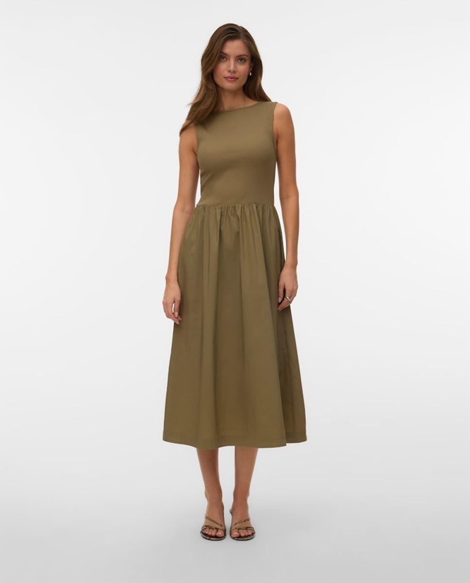 Vestido Comprido com Manga à Cava Verde-claro-4
