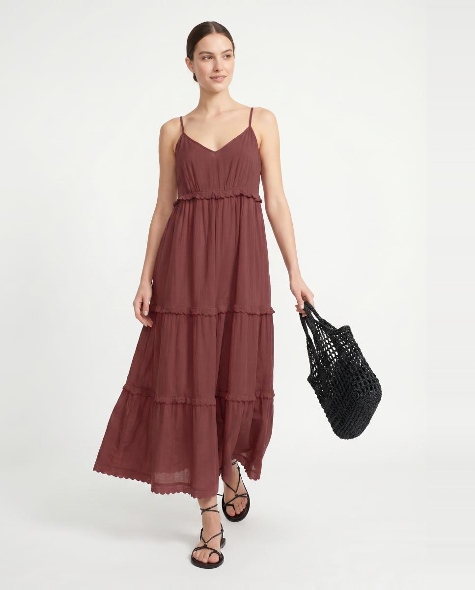 Vero Moda - Vestido largo con detalle pequeños volantes.
