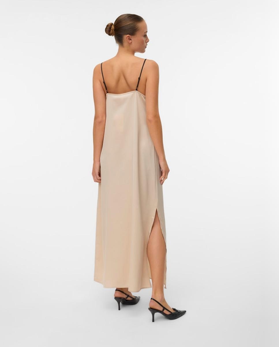 Vestido largo tejido satinado - Vero Moda - Blanco hielo Blanco hielo-3