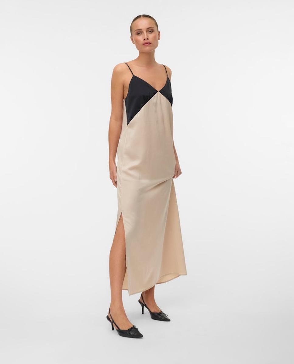 Vestido largo tejido satinado - Vero Moda - Blanco hielo Blanco hielo-4