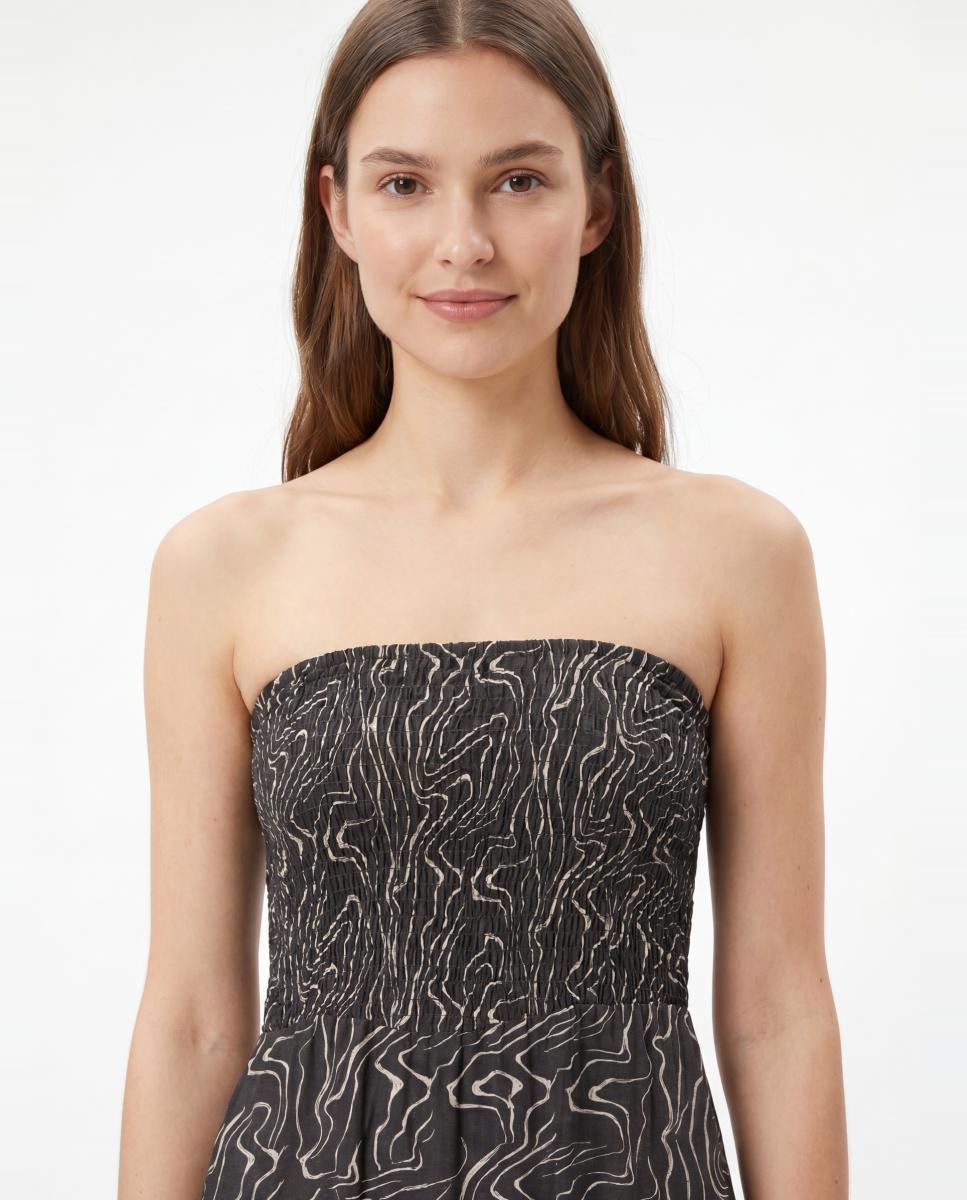 Vestido Estampado de Alças Finas Preto-3