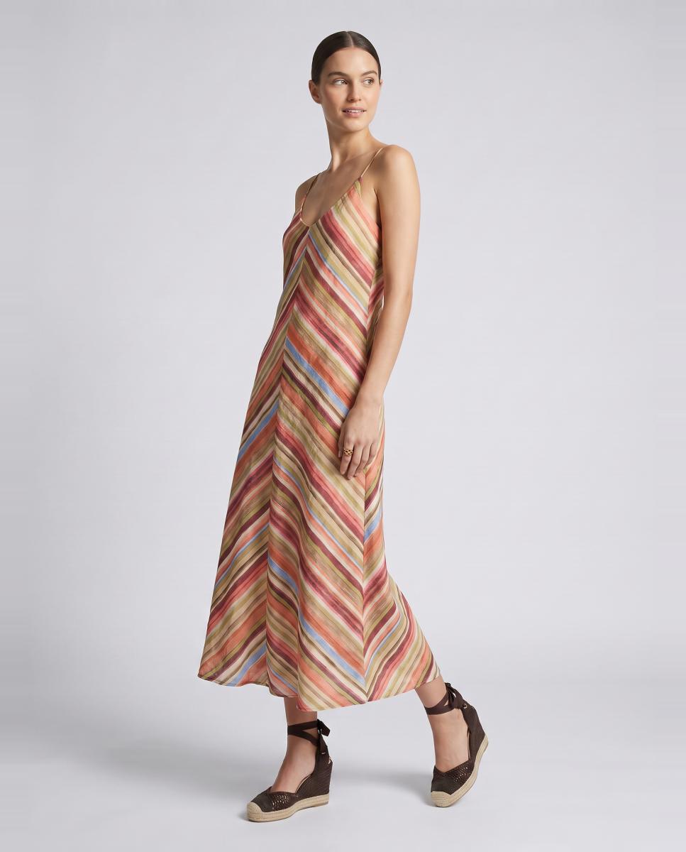 Vestido Comprido com Estampado Assimétrico Multicolor-2