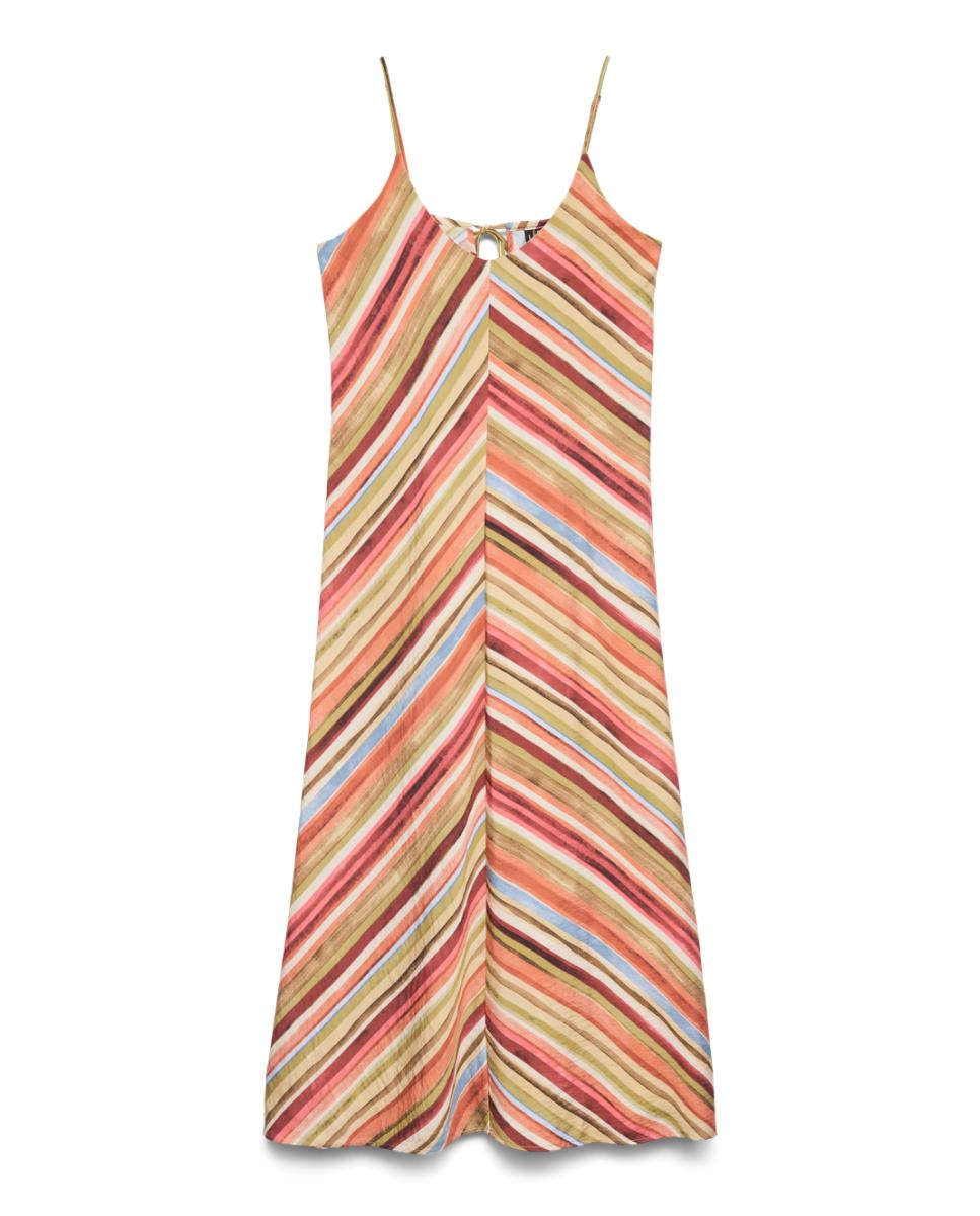 Vestido Comprido com Estampado Assimétrico Multicolor-5
