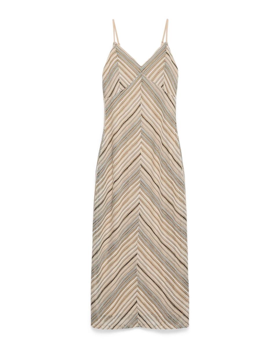 Vestido comprido às riscas Lã-5