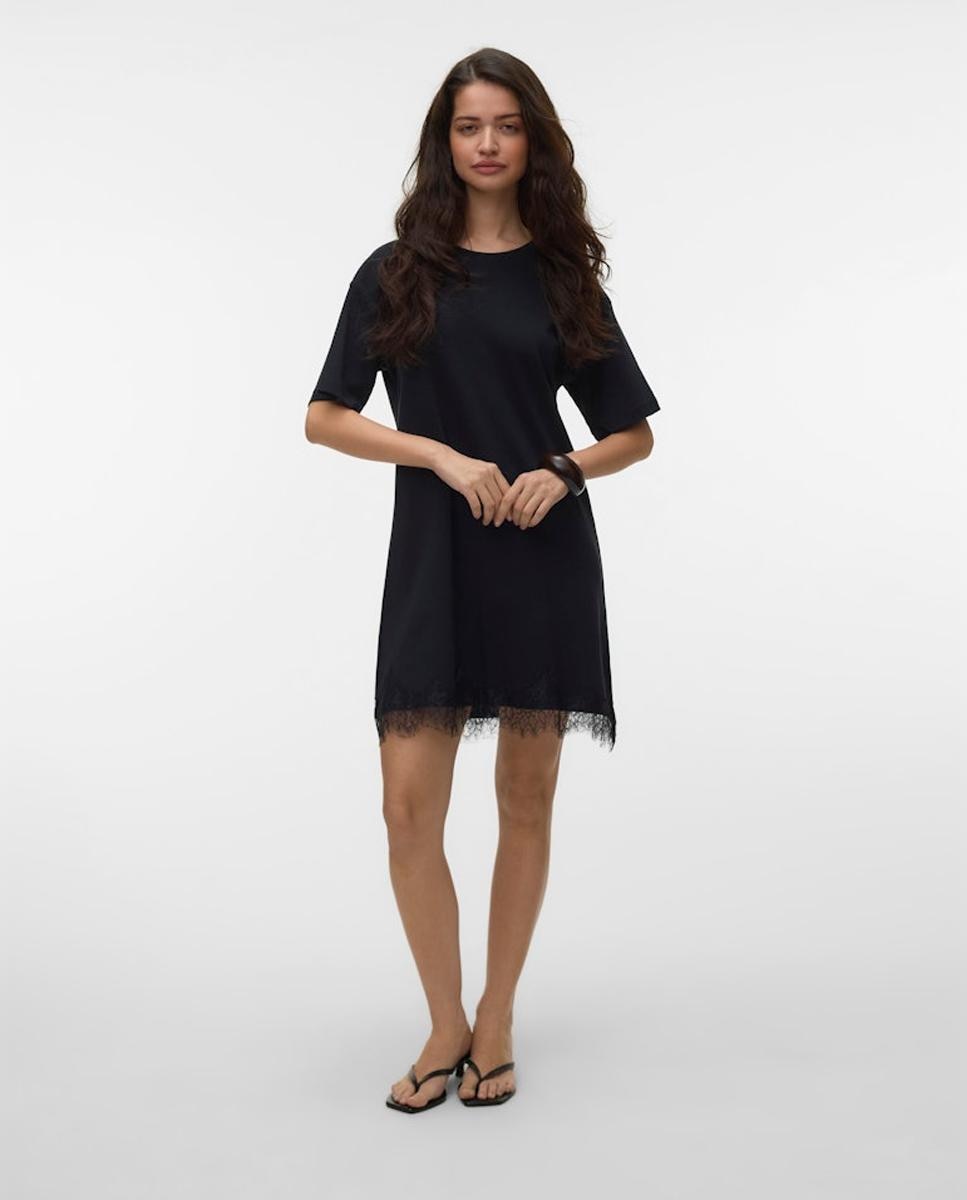Vero Moda - Vestido corto con bajo de encaje.