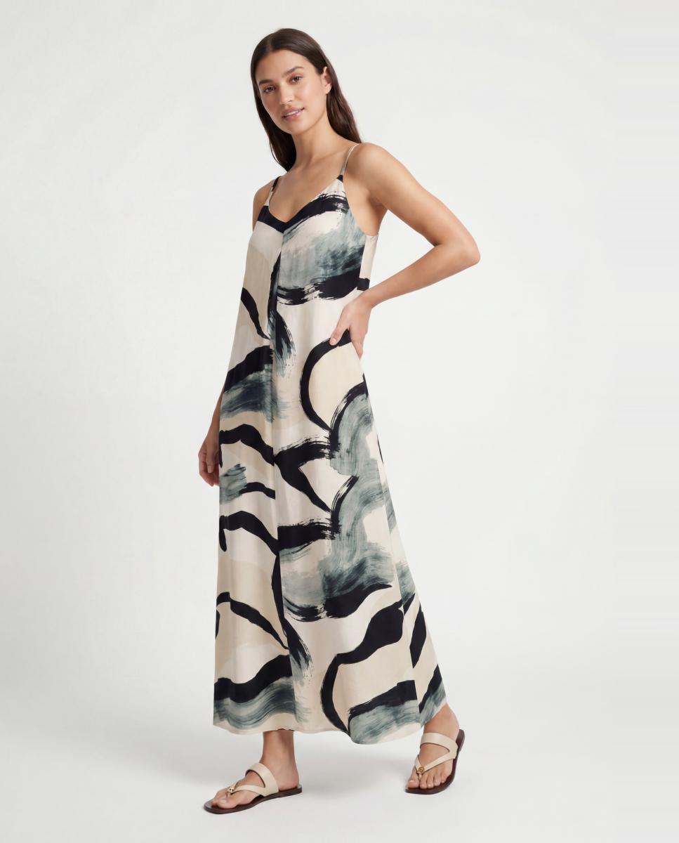 Vestido comprido de alças Branco-2