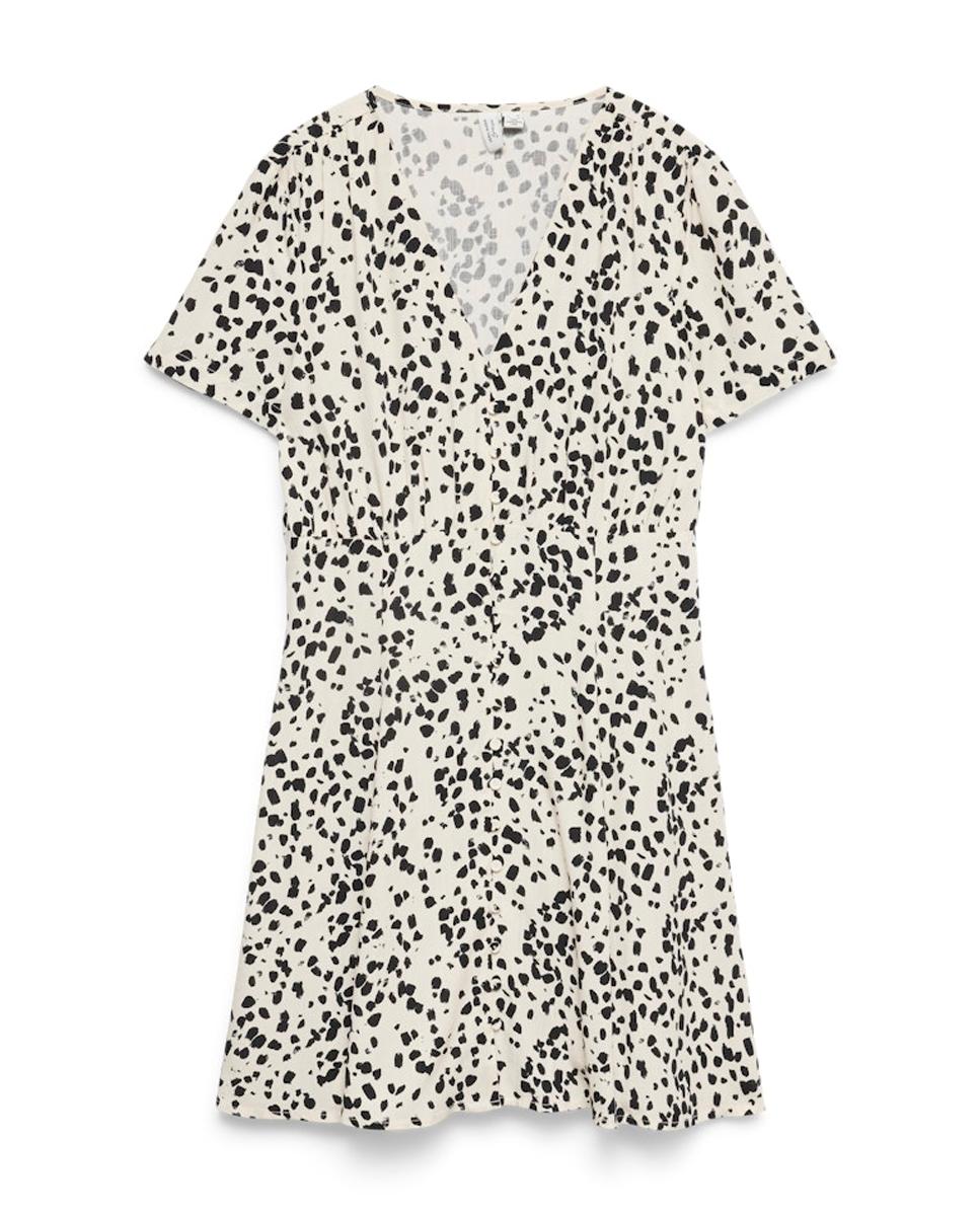 Vestido curto estampado Branco-5