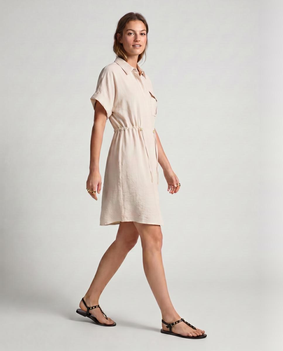 Vestido curto com botões Branco-3