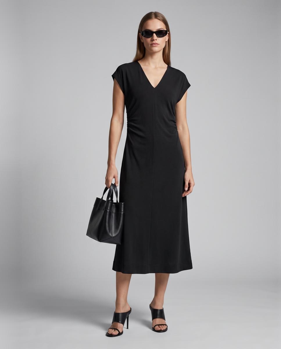 Vestido largo cuello pico - Vero Moda - Negro Negro-4