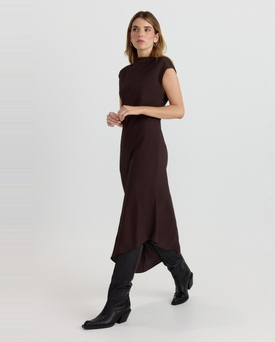 Vestido largo asimetrico de mujer - Vero Moda - Marrón oscuro Marrón oscuro-1