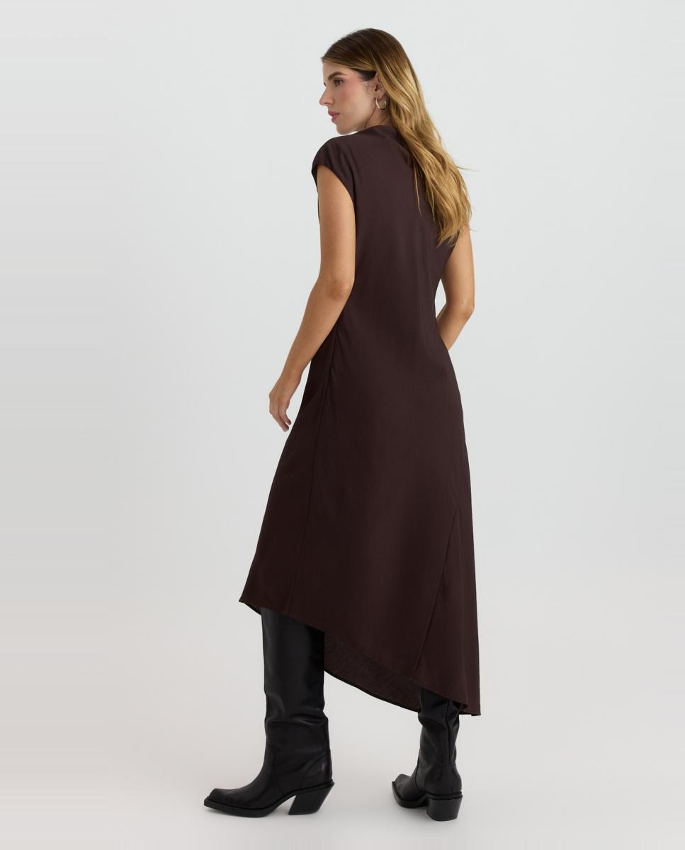 Vestido largo asimetrico de mujer - Vero Moda - Marrón oscuro Marrón oscuro-3