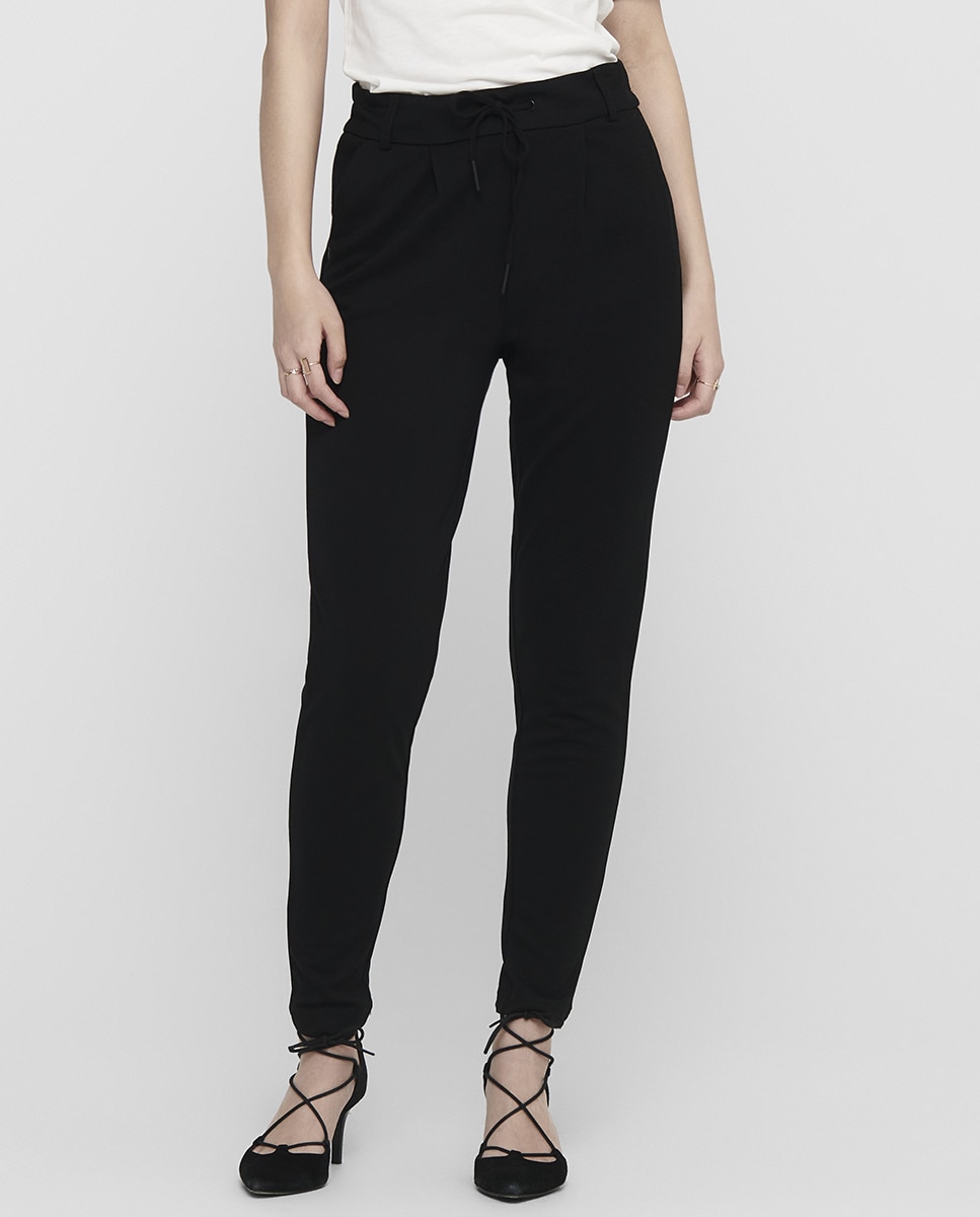 Pantalón de mujer con cordón - Only - Negro Negro-3