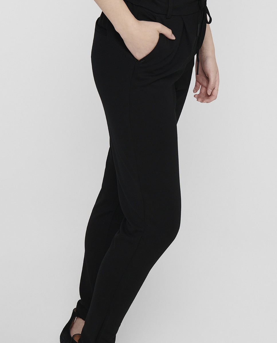 Pantalón de mujer con cordón - Only - Negro Negro-4