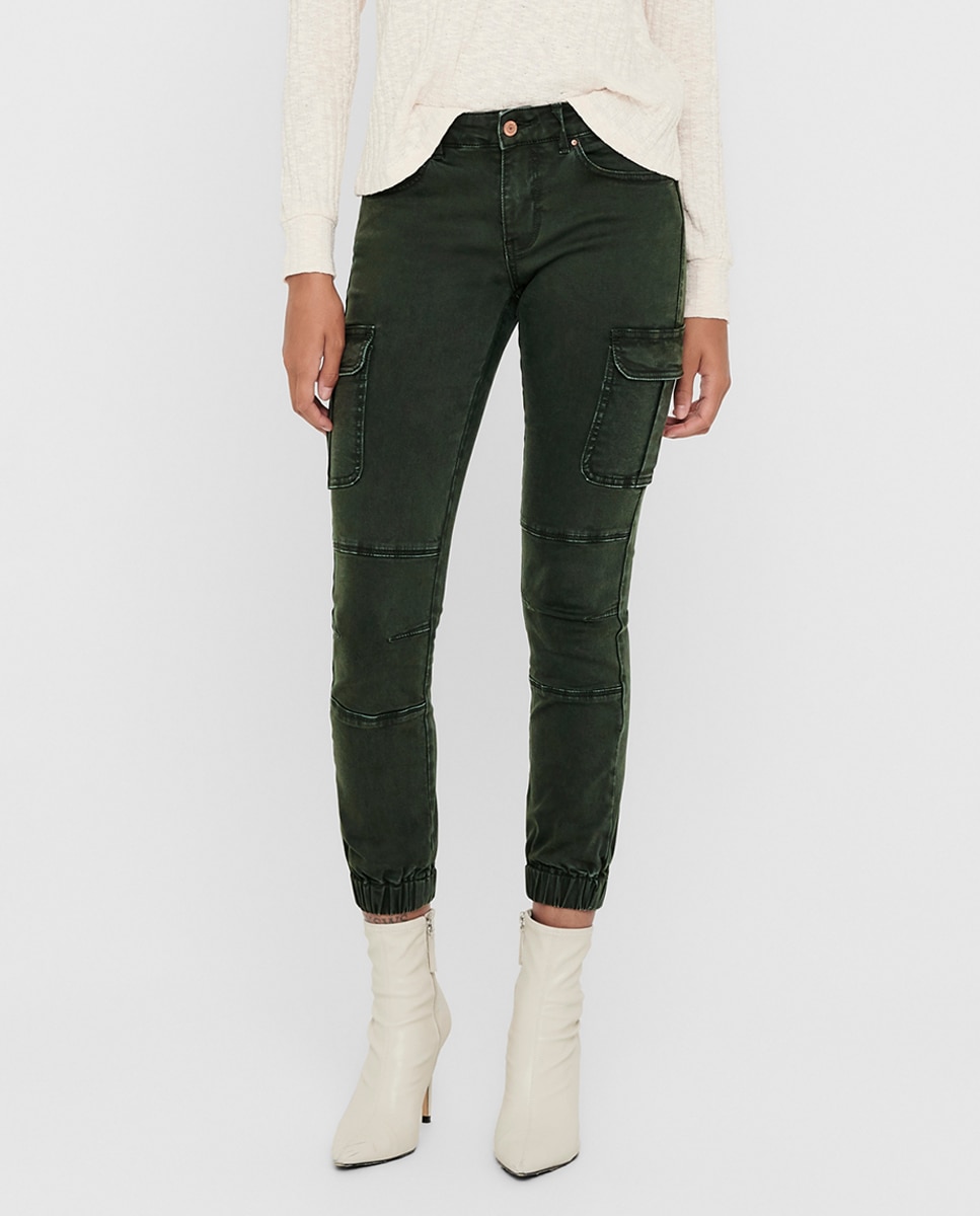 Calças cargo com bolsos laterais Verde-2