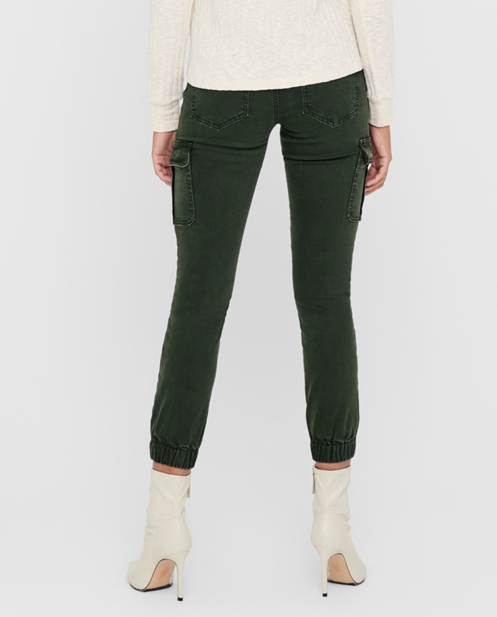 Calças cargo com bolsos laterais Verde-3