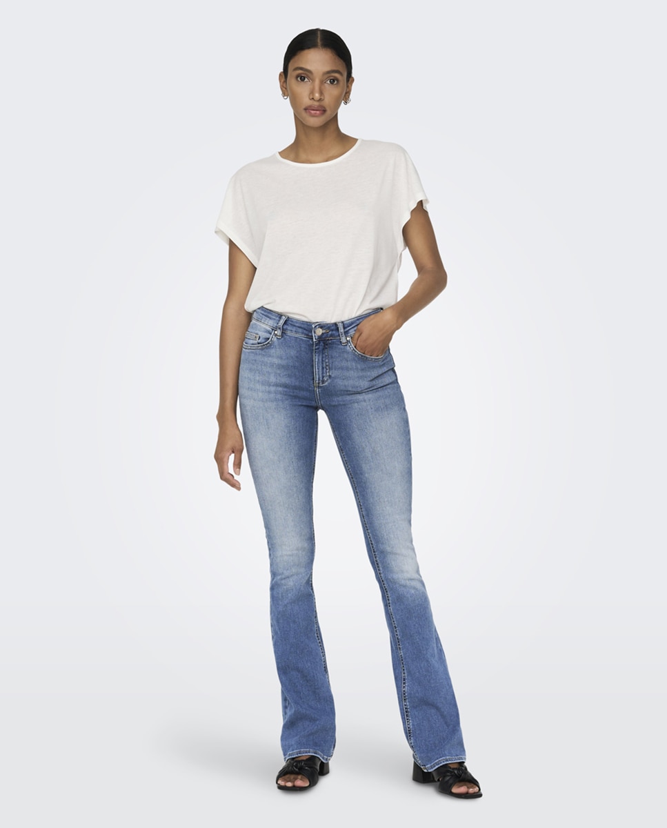 Only - Pantalón de mujer campana ancho con cintura alta.