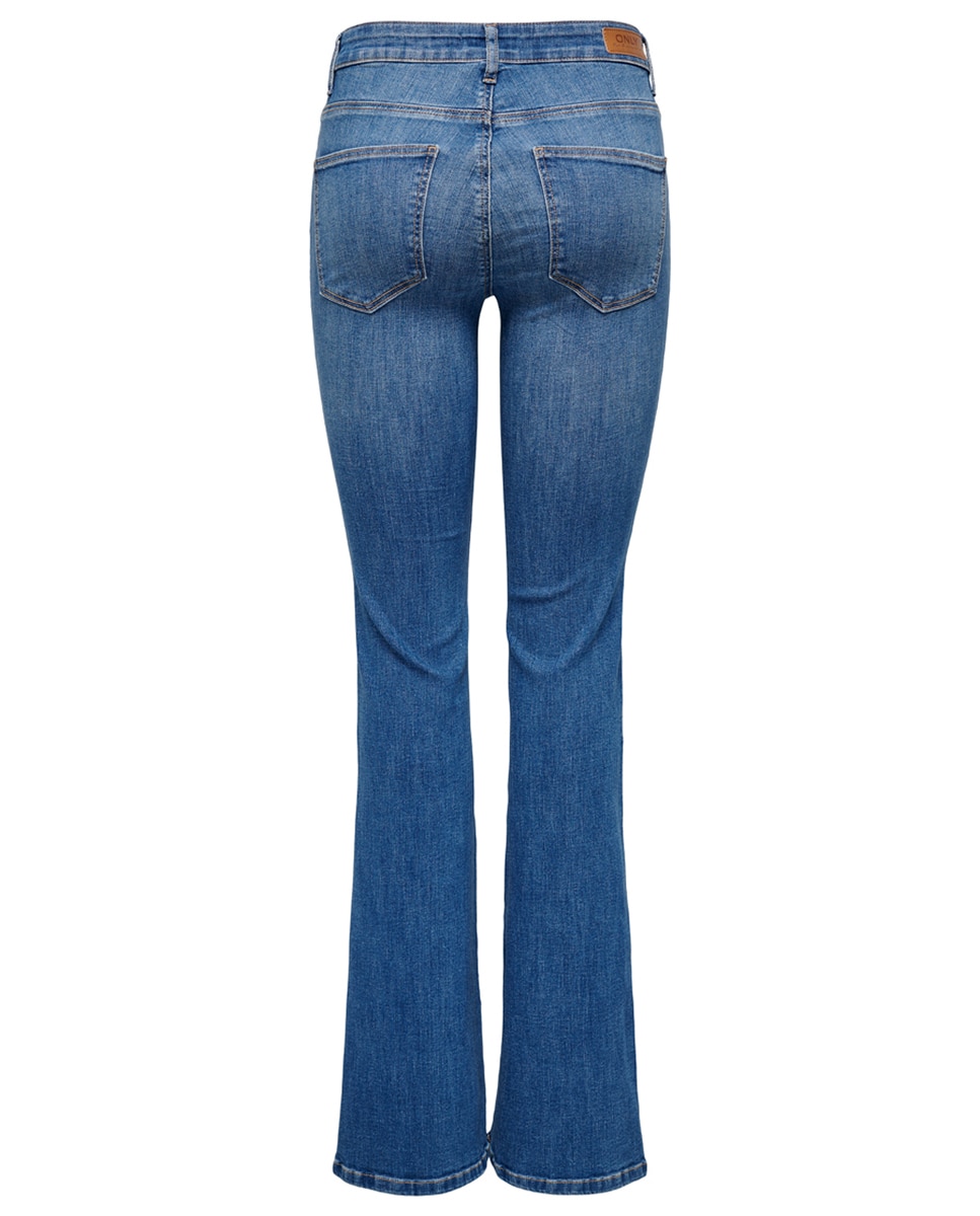Jeans à boca de sino básicas Azul-2