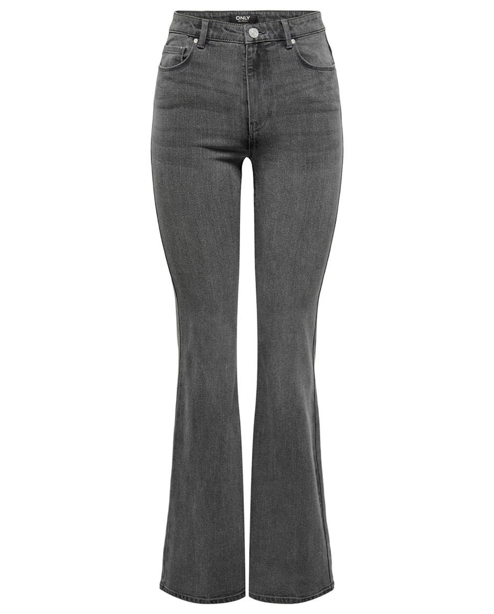 Jeans à boca de sino básicas Cinzento-3