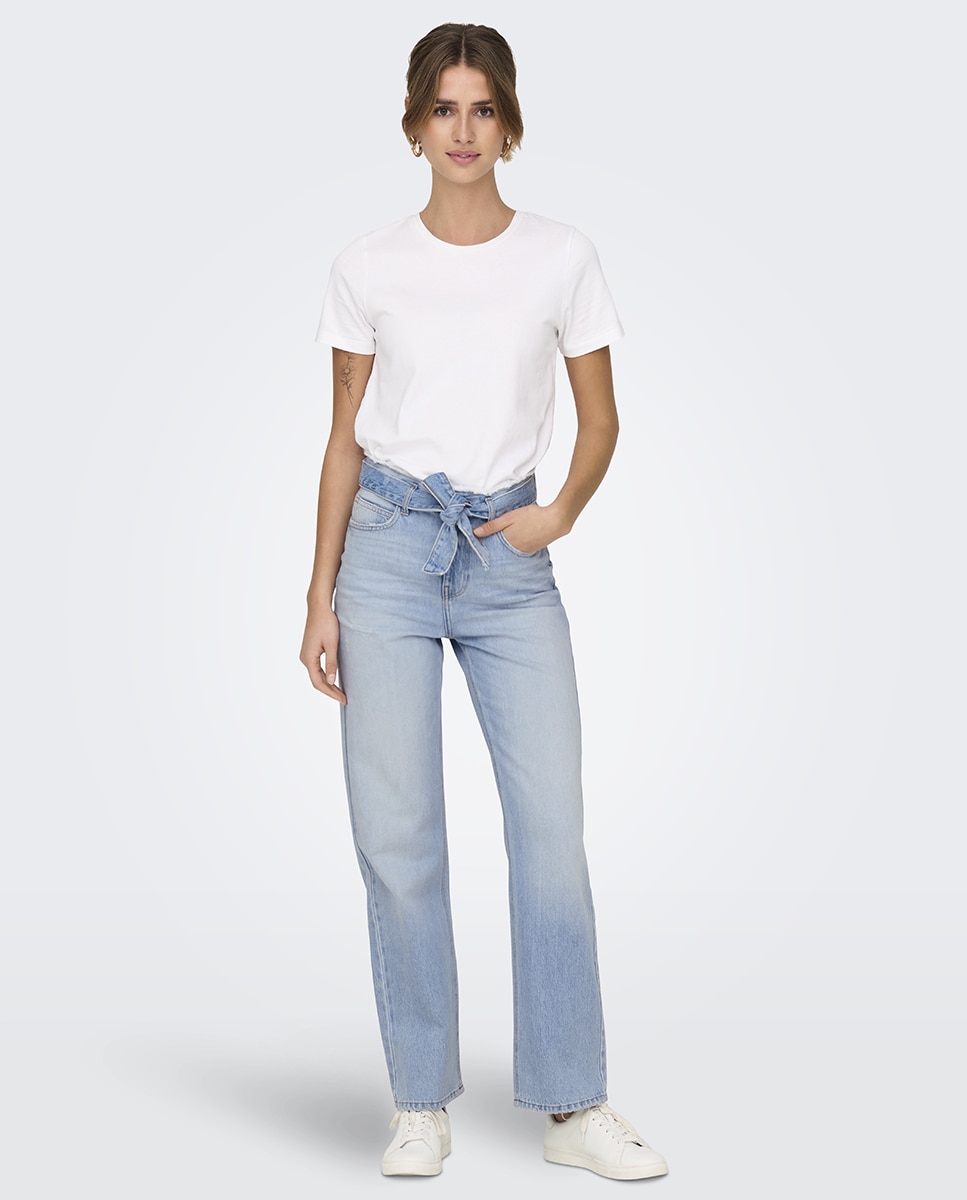 Imagem 0 de Jeans de Cintura Subida com Cinto