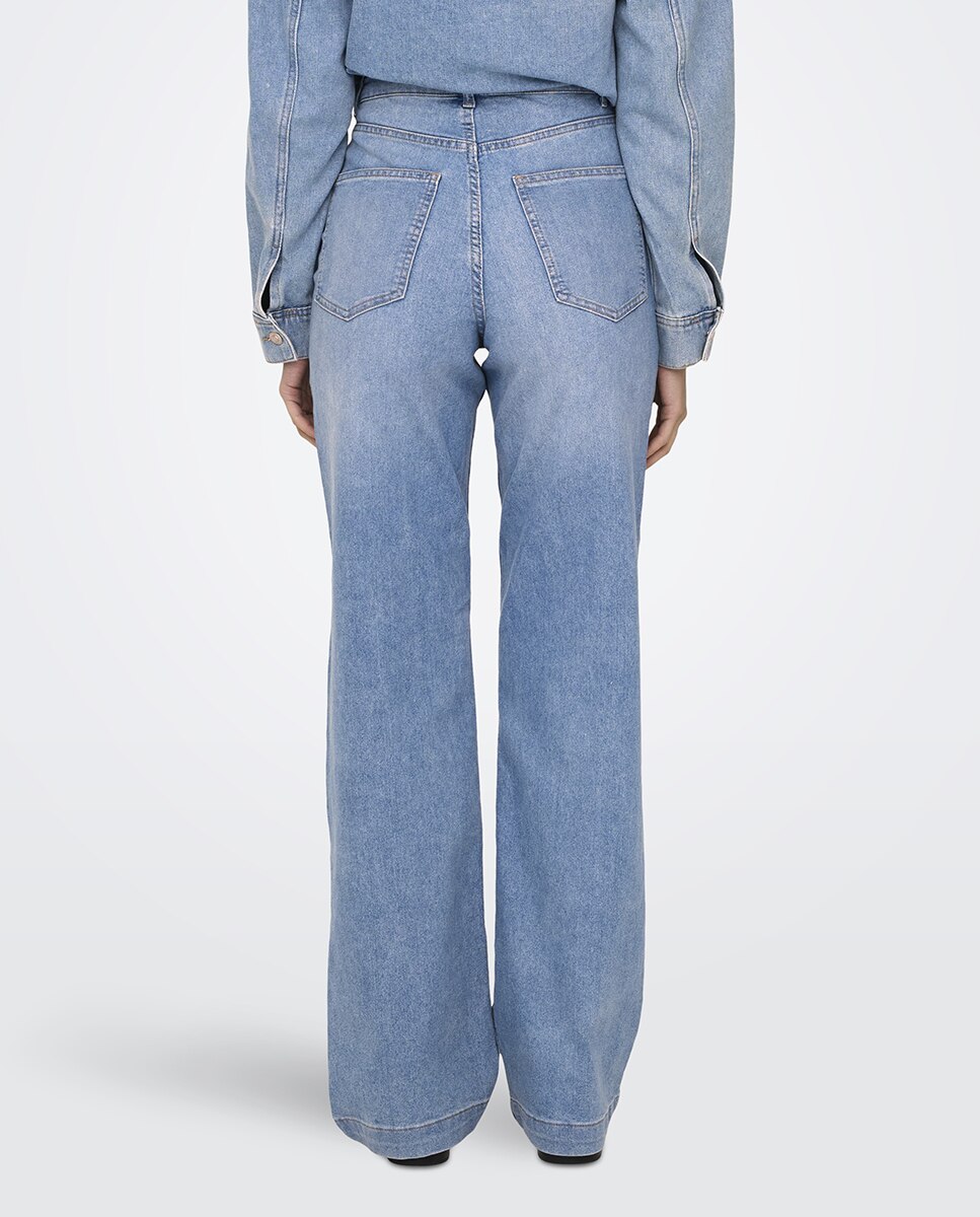 Jeans Largas com Fecho de Correr Azul-claro-2