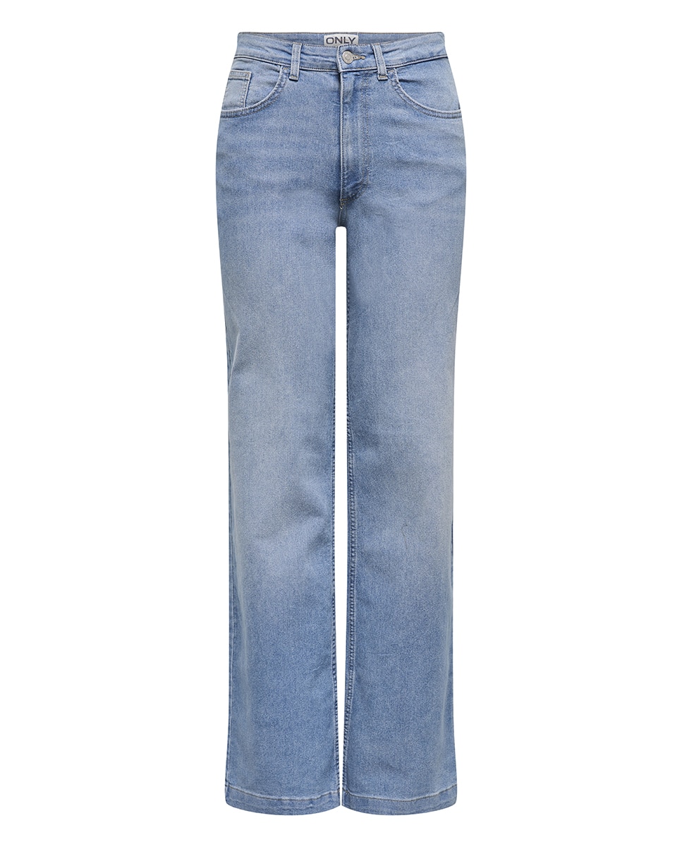 Jeans Largas com Fecho de Correr Azul-claro-5