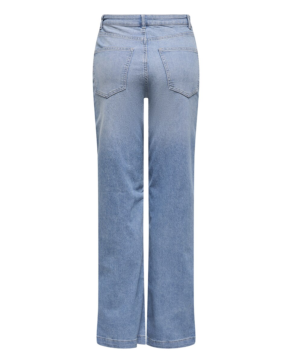 Jeans Largas com Fecho de Correr Azul-claro-6