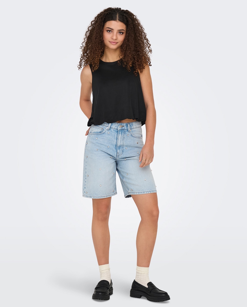 Only - Shorts vaqueros de mujer loose tiro alto.