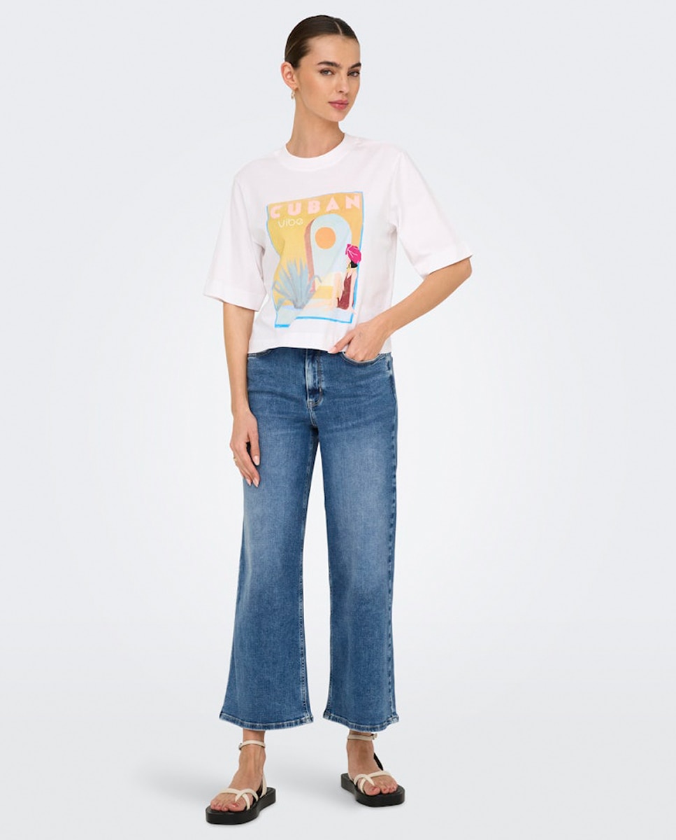 Imagem 0 de Jeans Wide Leg com Cintura Subida