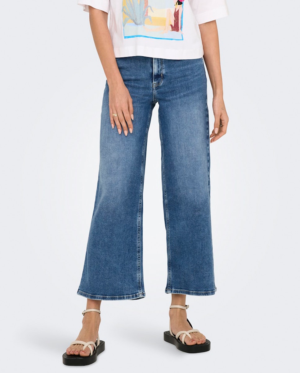 Jeans Wide Leg com Cintura Subida Azul-2