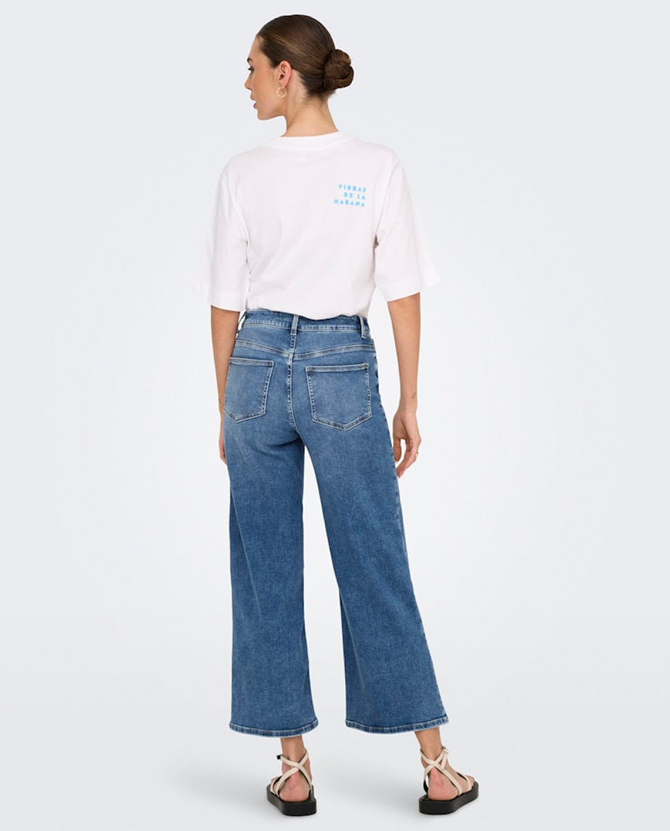 Jeans Wide Leg com Cintura Subida Azul-3