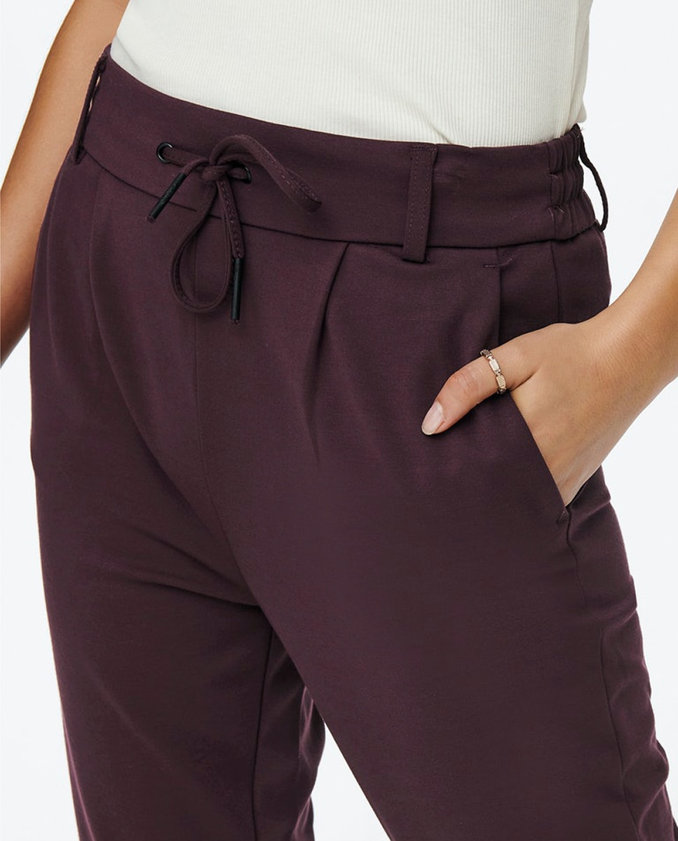 Pantalón de mujer con cordón - Only - Rojo Rojo-4