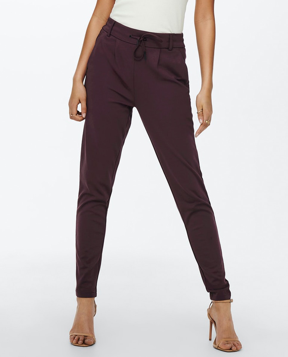 Pantalón de mujer con cordón - Only - Rojo Rojo-5