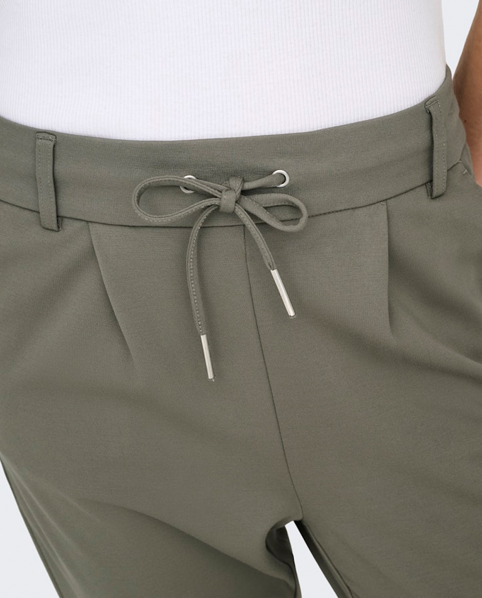Pantalón de mujer con cordón - Only - Verde oscuro Verde oscuro-2