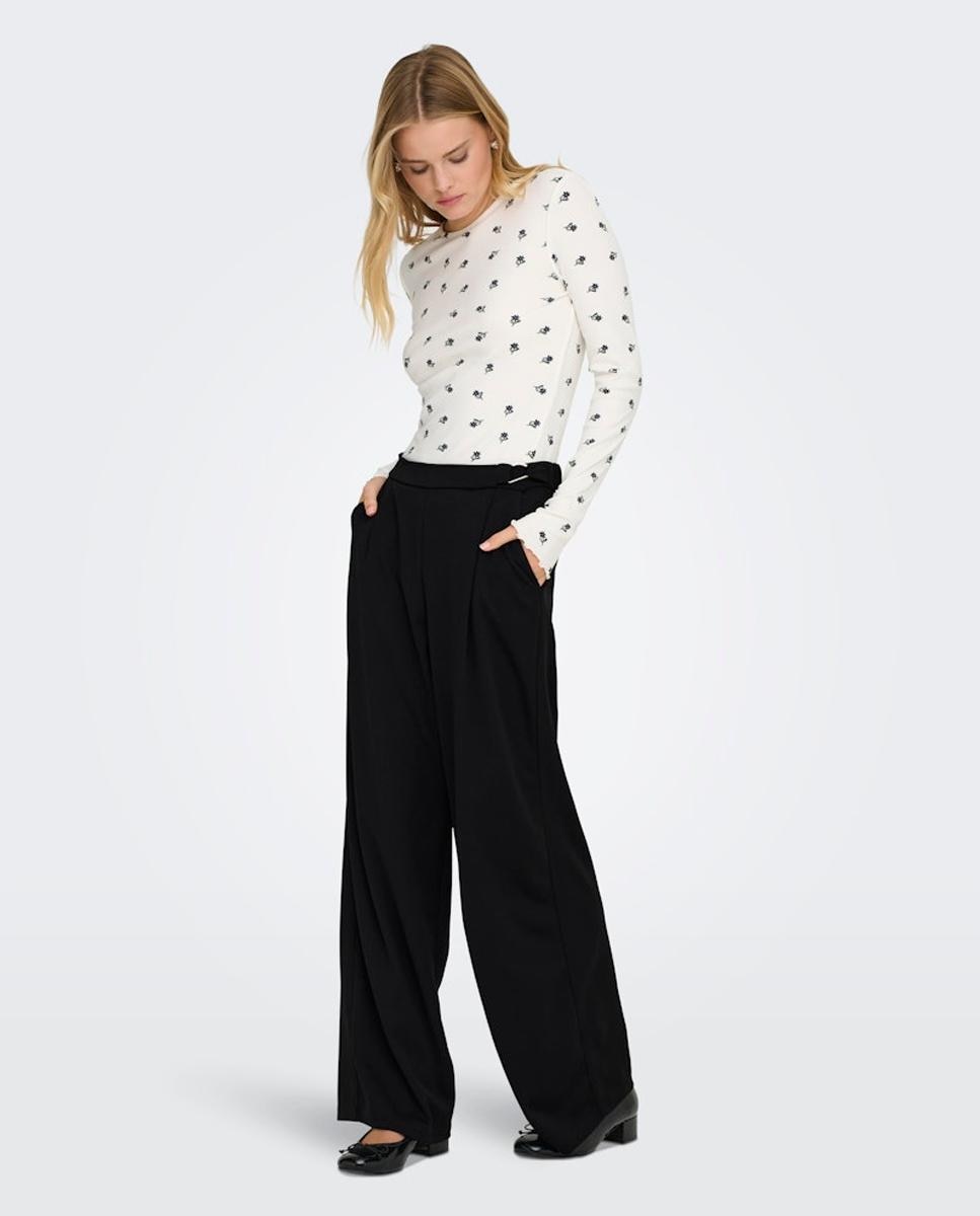 Only - Pantalón largo de mujer ancho con pinza.