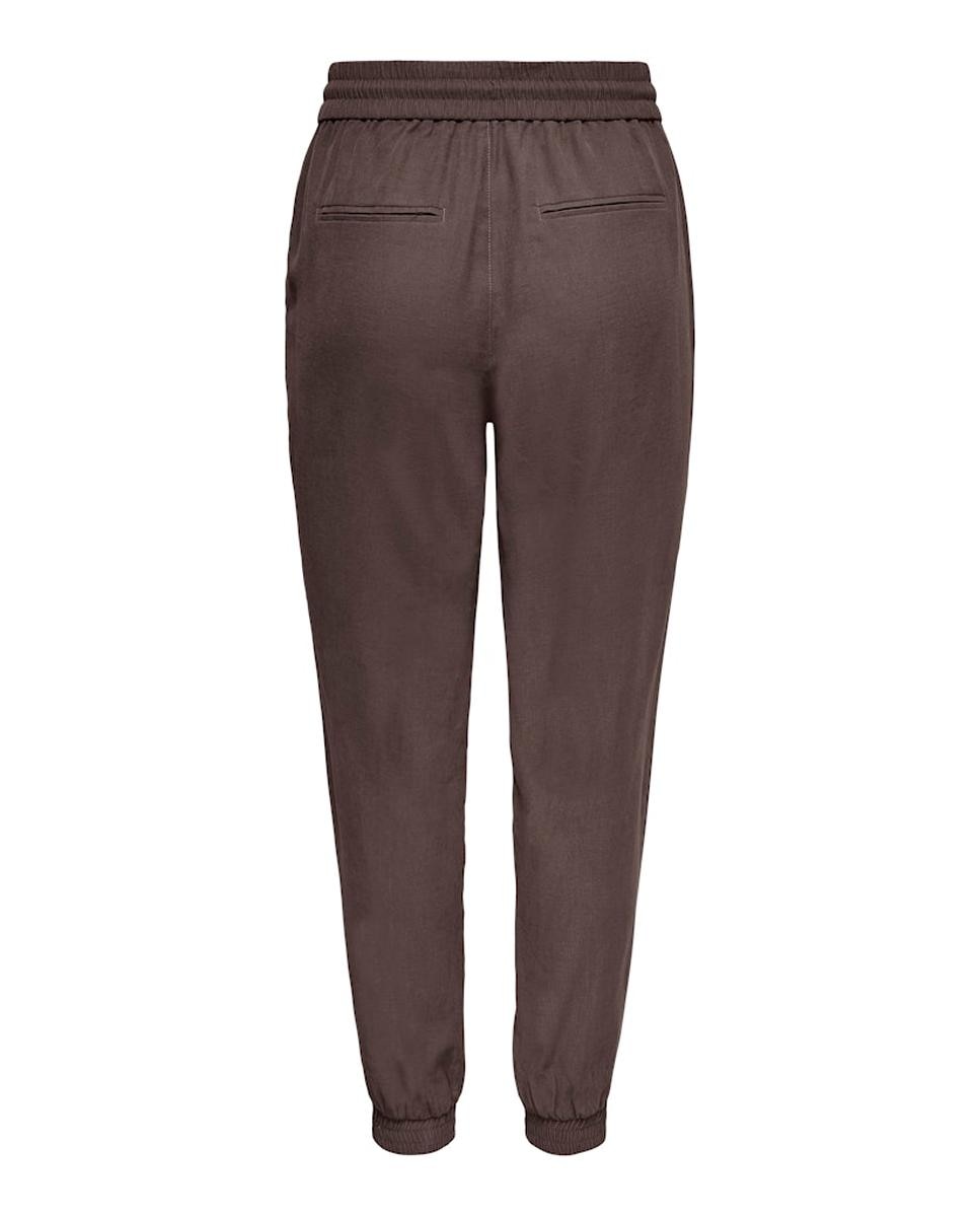 Pantalón largo de mujer con cintura elástica y cordón - Only - Marrón Marrón-7